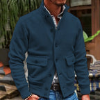 Men's Knit Button Front Cardigan Jacket with Utility Pockets for Contemporary Casual Streetwear