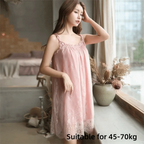 Relaxed Sage Green Chiffon Sleep Dress with Delicate Lace Trim Hem