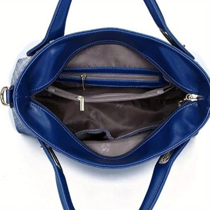 Embossed PU Leather Tote Bag Set with Crossbody Purse and Wallet