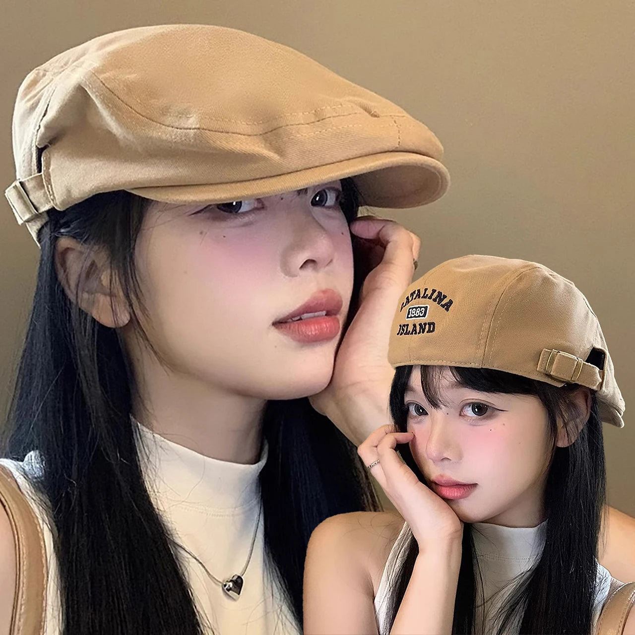Retro Inspired Adjustable Newsboy Cap with Embroidered Detail for Casual Streetwear Fashion