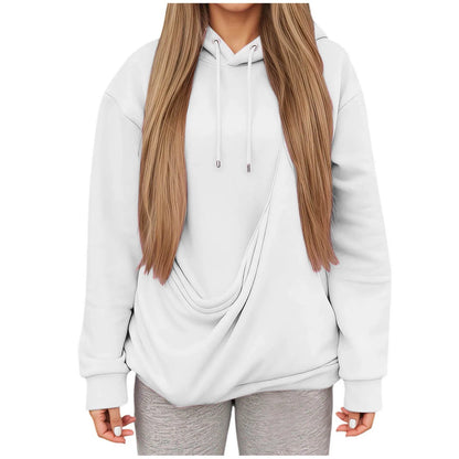 Women's Oversized Hooded Sweatshirt with Front Pet Pocket for Cozy Everyday Comfort