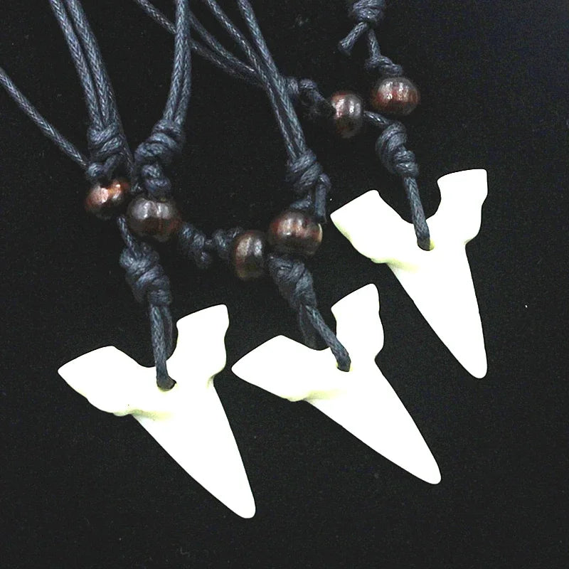 Shark Tooth Pendant Necklace Tribal Alternative Statement Fashion Jewelry