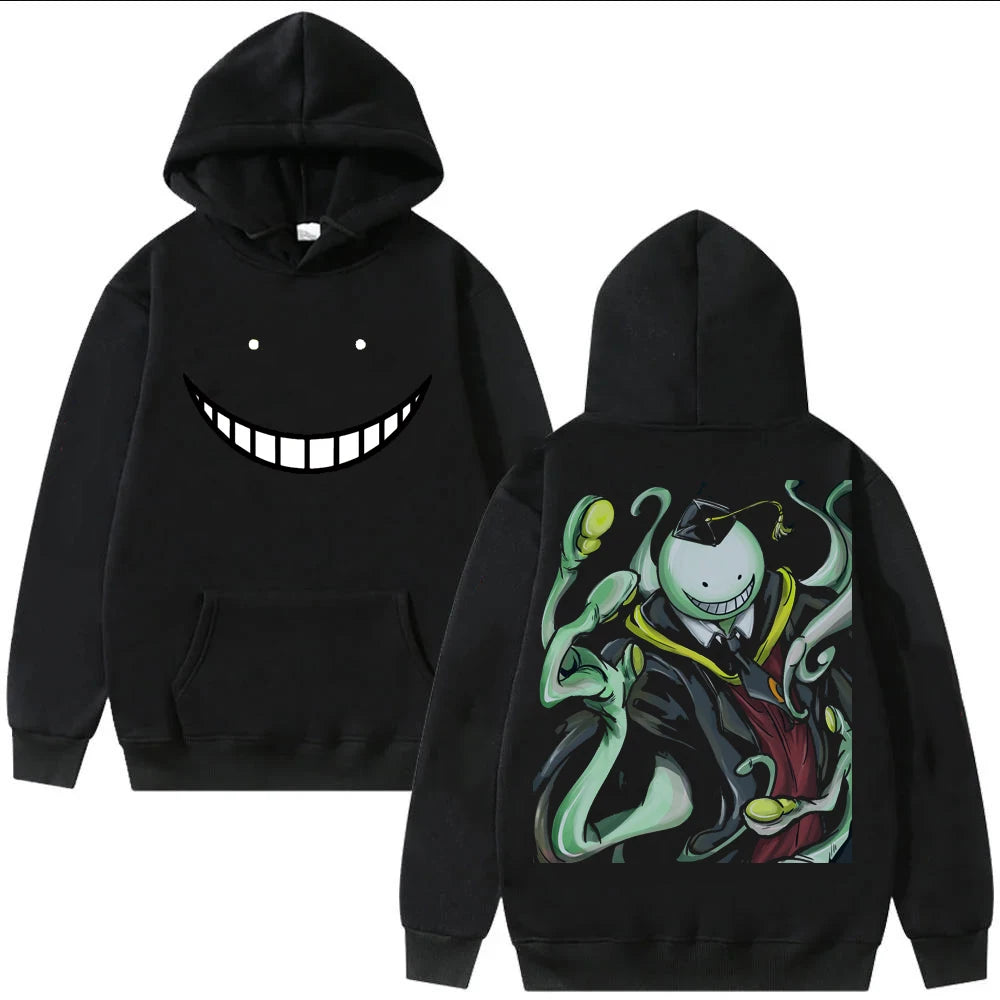Anime Manga Streetwear Hoodie With Minimalist Smile Graphic Artwork Design