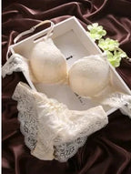 Elegant Burgundy Floral Lace Push-Up Bra and Brief Set