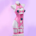 Women's Halter Cutout Bodysuit Set with Matching Gloves, Leg Bands and Coordinated Accessories