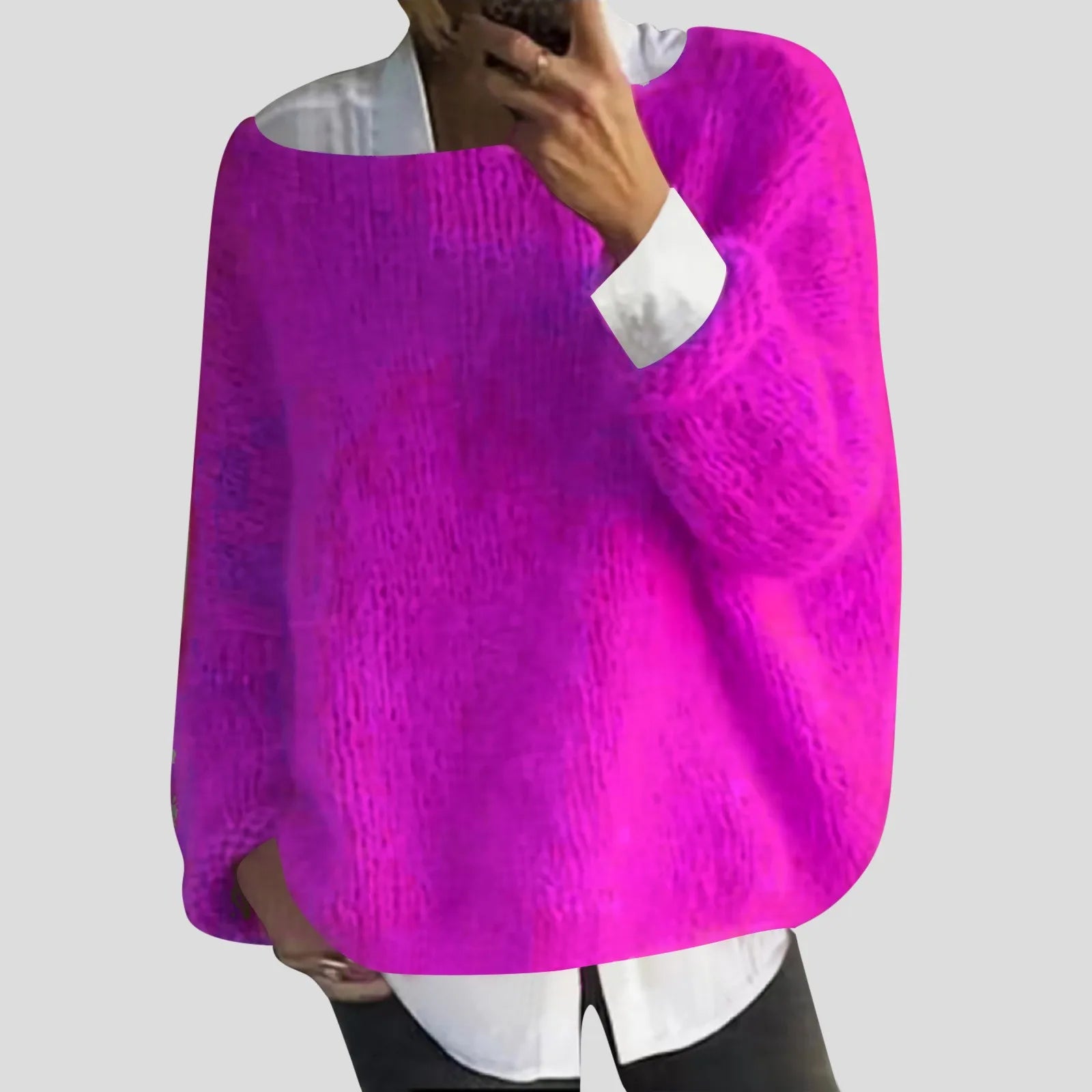 Women's Oversized Drop Shoulder Textured Knit Casual Streetwear Sweater