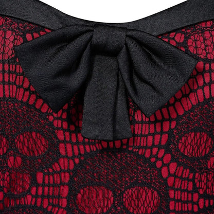 Dark Romantic Gothic Skater Dress with Lace Panel Details