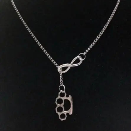 Neo Gothic Lariat Necklace with Edgy Pendant Alternative Statement Design