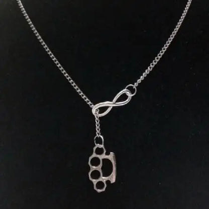 Neo Gothic Lariat Necklace with Edgy Pendant Alternative Statement Design