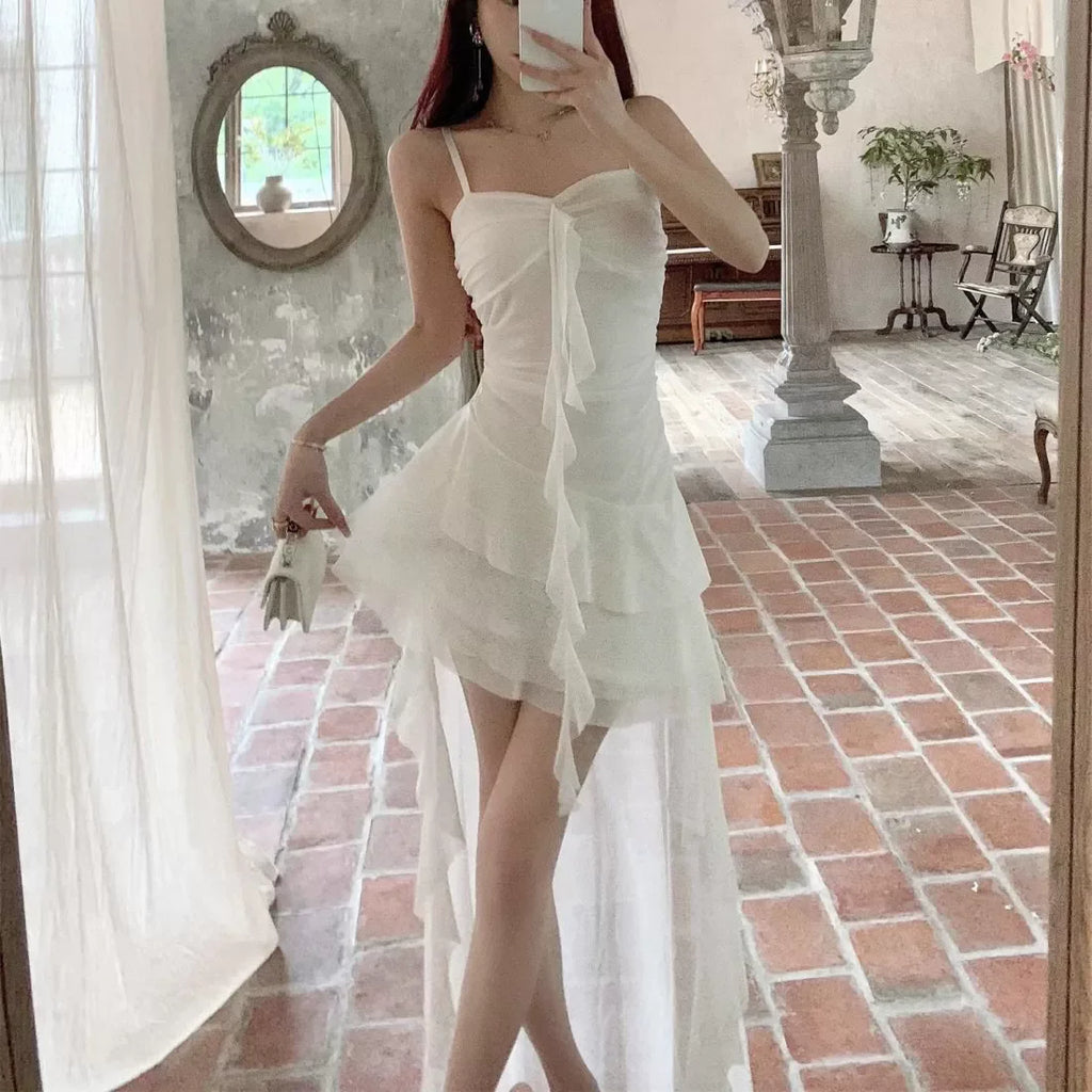 Layered Ruffle Gothic Mini Dress with Alternative Streetwear Aesthetic