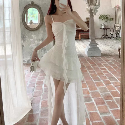 Layered Ruffle Gothic Mini Dress with Alternative Streetwear Aesthetic