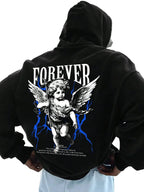 Anime Gothic Streetwear Hoodie with Retro Manga Angel Graphic Design