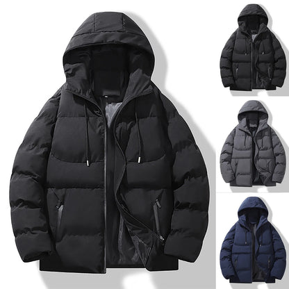 Men's Hooded Puffer Jacket with Quilted Design for Everyday Winter Streetwear Layering