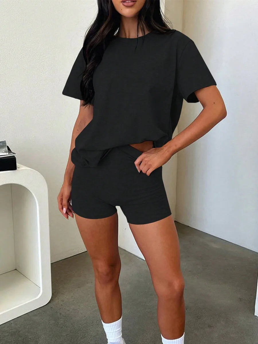 Oversized T Shirt and Shorts Relaxed Summer Lounge Co-Ord Set