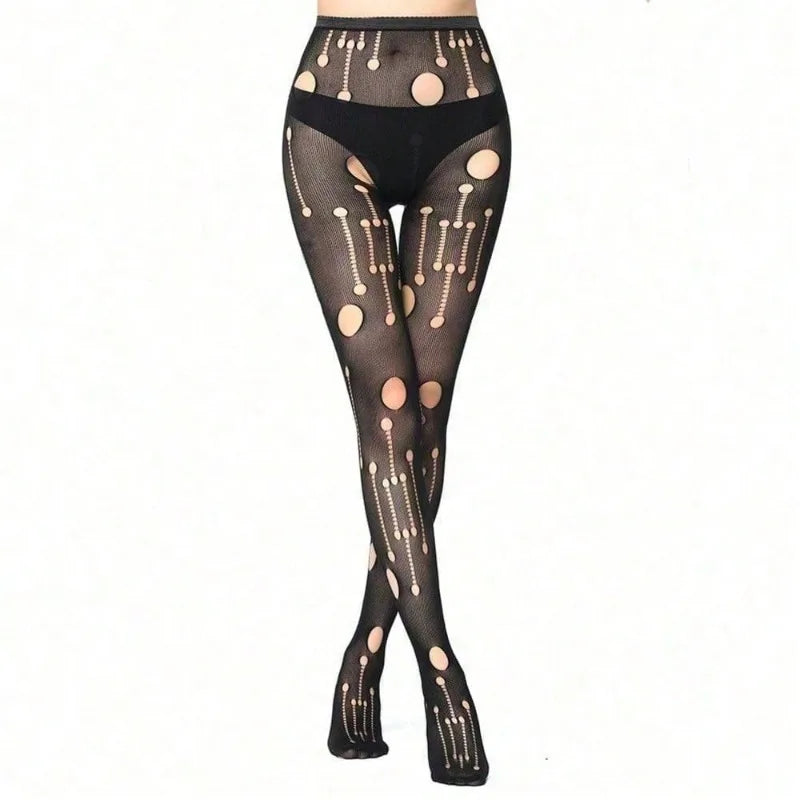 Geometric Pattern Fishnet Tights Alternative Fashion Statement Mesh Pantyhose