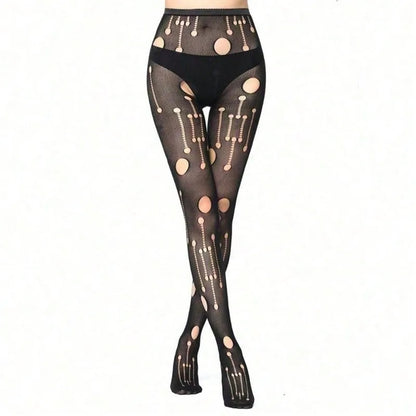 Geometric Pattern Fishnet Tights Alternative Fashion Statement Mesh Pantyhose