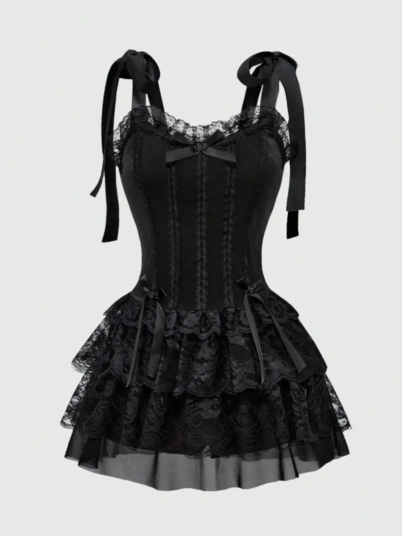 Gothic Corset Ruffle Dress for Alternative Fashion Style - BigCat Streetwear