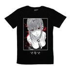 Anime Goth Manga Portrait Graphic T-Shirt with Minimal Streetwear Aesthetic