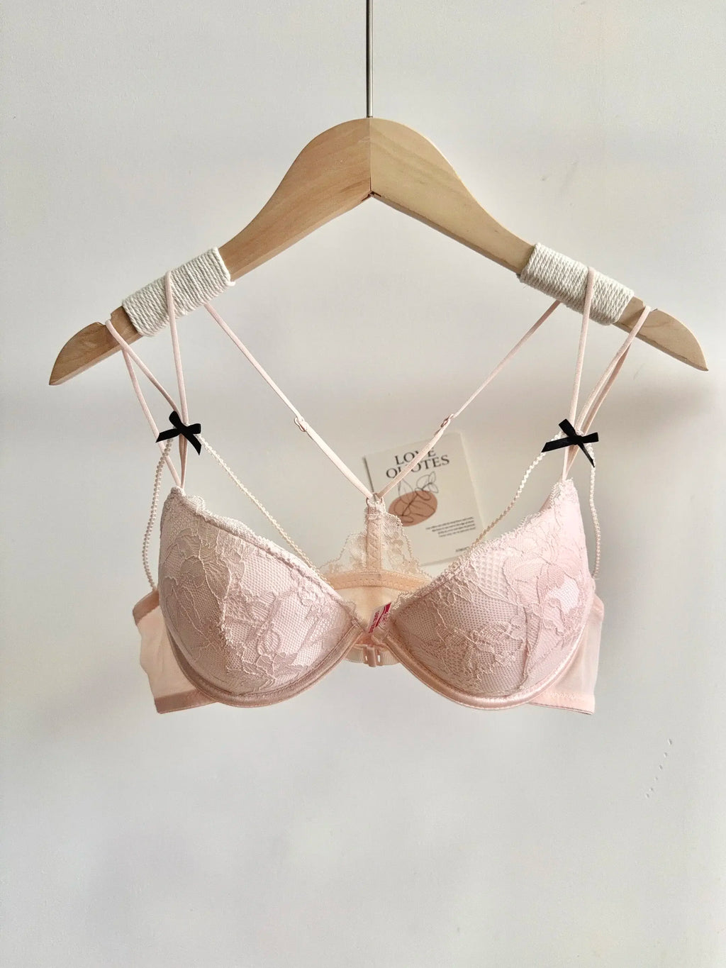Embroidered Floral Lace Front-Closure Bra and Matching Low-Rise Brief Set with Strappy Back Details