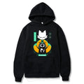 Minimalist Anime Streetwear Hoodie with Manga Cat Graphic Design
