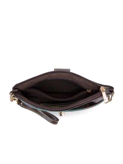 Floral Embossed Crossbody Satchel Bag with Multi Compartment Storage Design