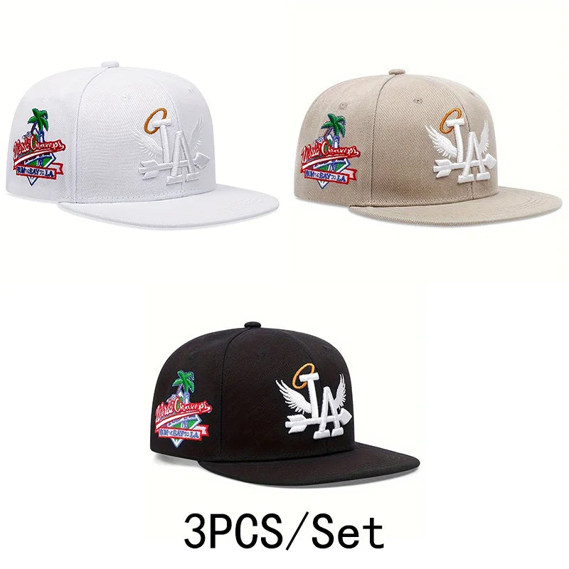 Embroidered Flat Brim Snapback Cap Adjustable Streetwear Hip Hop Baseball Fashion Hat