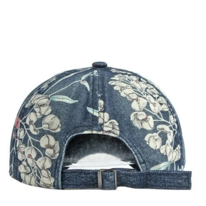 Vintage Floral Print Washed Baseball Cap with Curved Brim for Casual Streetwear Everyday Style