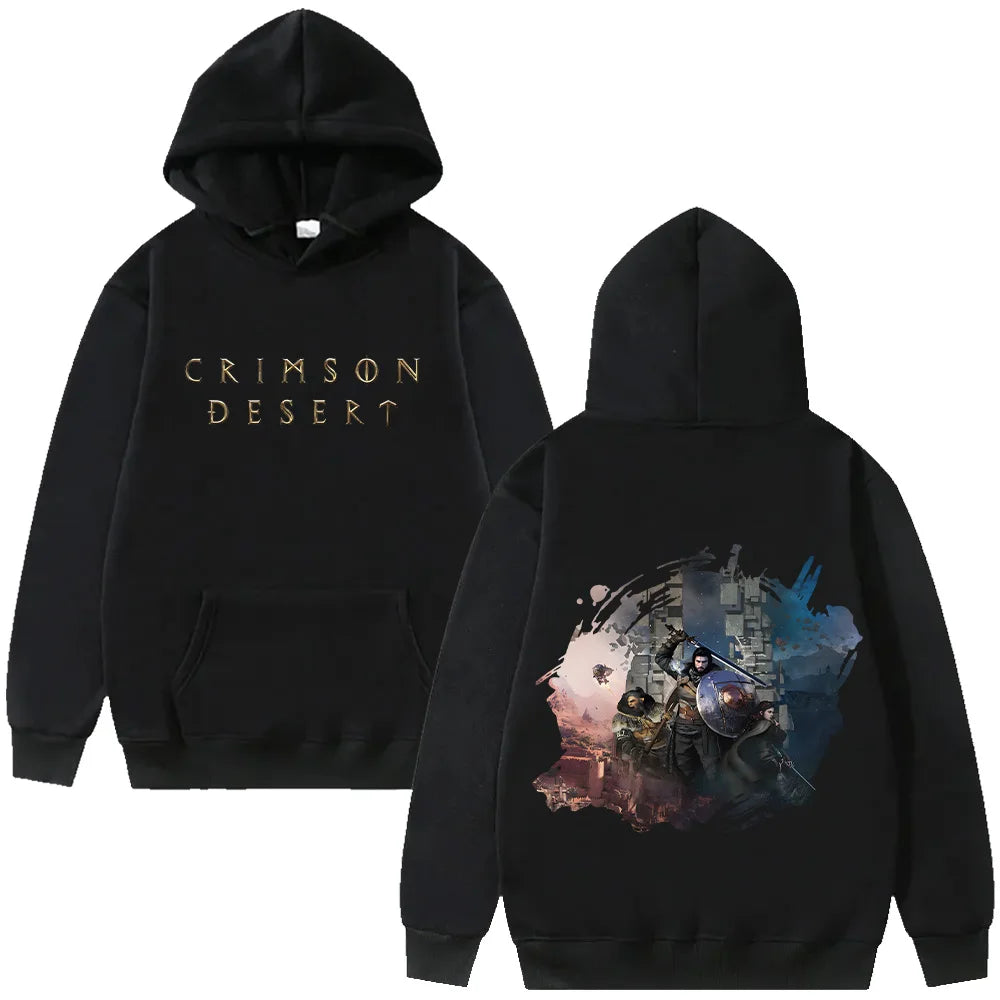 Dark Anime Desert Streetwear Hoodie with Manga-Inspired Cosmic Artwork