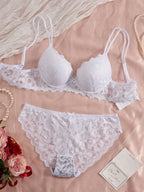 Contour Push-Up Lace Bra and Matching Scalloped Hipster Panty Everyday Intimates Set