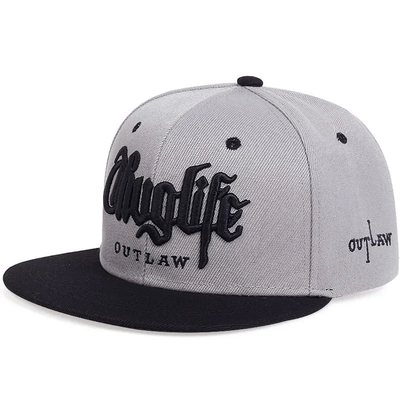 Embroidered Flat Brim Snapback Cap Adjustable Hip Hop Streetwear Baseball Hat
