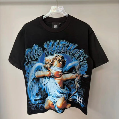 Distressed Graphic Oversized Cotton Streetwear T-Shirt with Vintage-Inspired Artwork