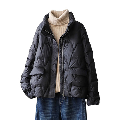 Women's Lightweight Quilted Puffer Jacket with Stand Collar Contemporary Streetwear Everyday Outerwear