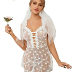 Sheer Lavender Mesh Babydoll Dress with Ruffled Straps and Lace-Up Front
