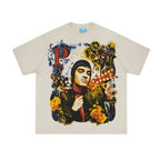 Vintage Collage Graphic Cotton T-Shirt with Retro Streetwear Inspired Artwork
