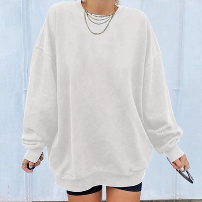 Women's Oversized Drop Shoulder Pullover Sweatshirt for Relaxed Everyday Casual Streetwear Style