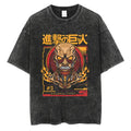 Cyberpunk Anime-Inspired Colossal Titan Streetwear Oversized Washed Cotton T-Shirt