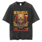 Cyberpunk Anime-Inspired Colossal Titan Streetwear Oversized Washed Cotton T-Shirt