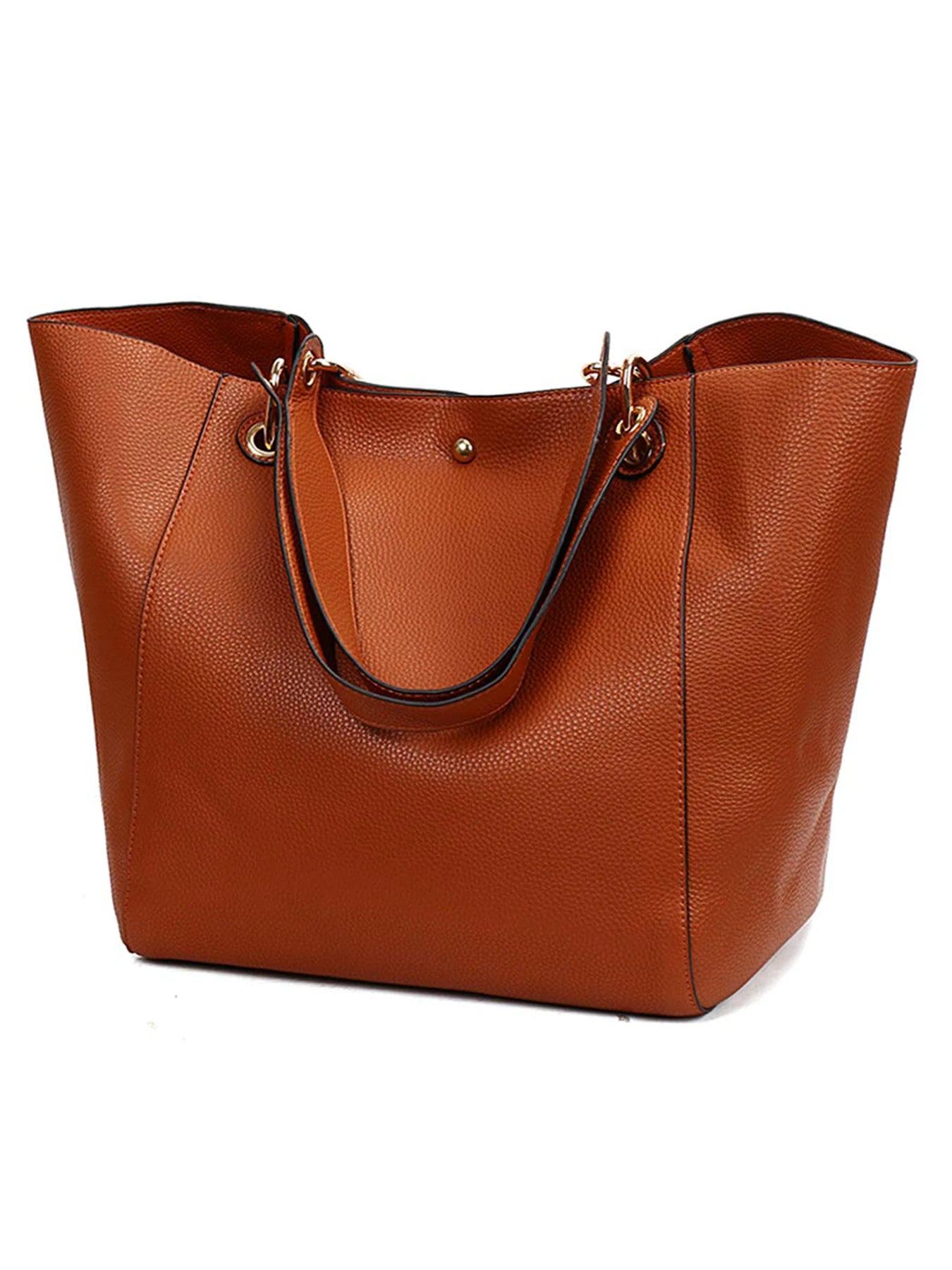 Large Capacity PU Leather Tote Bag with Minimalist Top Handle Design