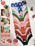 12-Piece Wavy-Edge Low-Rise Brief Set in Assorted Holiday Prints and Solids