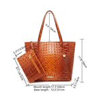 Croc Embossed Bucket Tote Bag with Matching Wristlet Large Capacity Shoulder Handbag