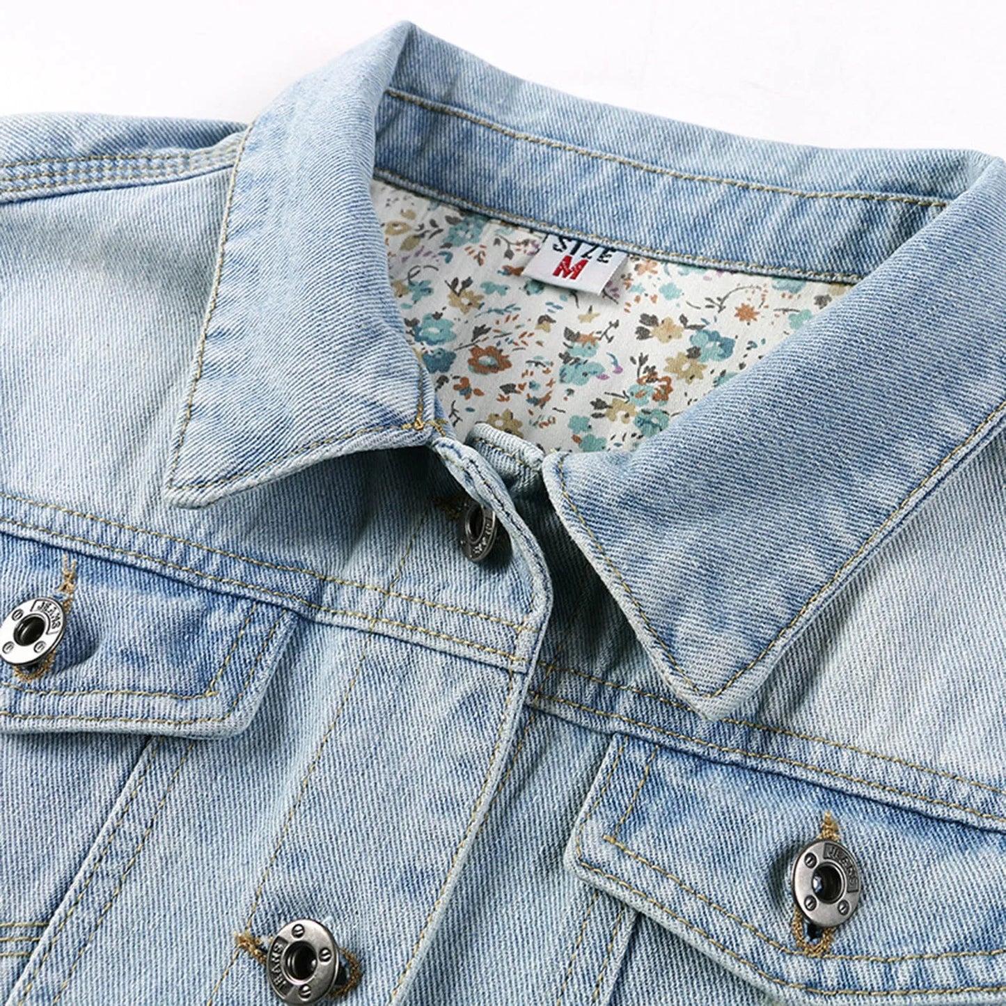 Women's Cropped Denim Jacket with Rolled Sleeves Vintage Streetwear Appeal