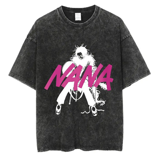 Minimalist Anime Goth Logo Style Oversized Washed Streetwear Shirt