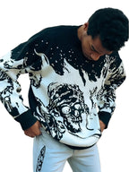 Men's Artistic Graphic Knit Relaxed Fit Streetwear Sweater Pullover