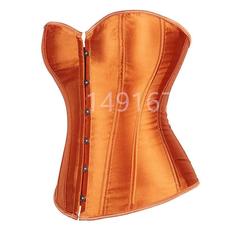 Luminous Teal Satin Overbust Corset with Front Metal Busk