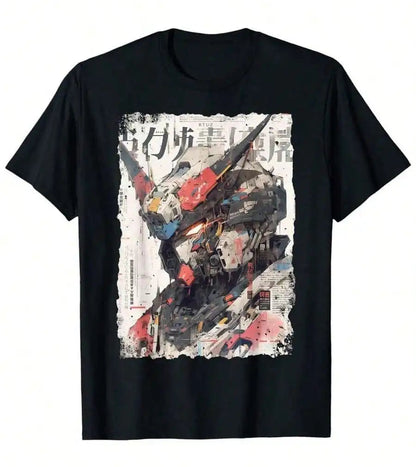 Mecha Warrior Anime Graphic Oversized Streetwear Cotton Casual T-Shirt