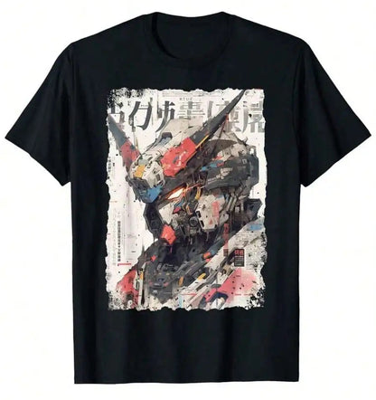 Retro Anime Abstract Graphic T-Shirt with Manga Streetwear Art Aesthetic