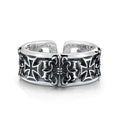 Adjustable Gothic Cross Engraved Ring Alternative Punk Statement Jewelry