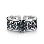 Adjustable Gothic Cross Engraved Ring Alternative Punk Statement Jewelry
