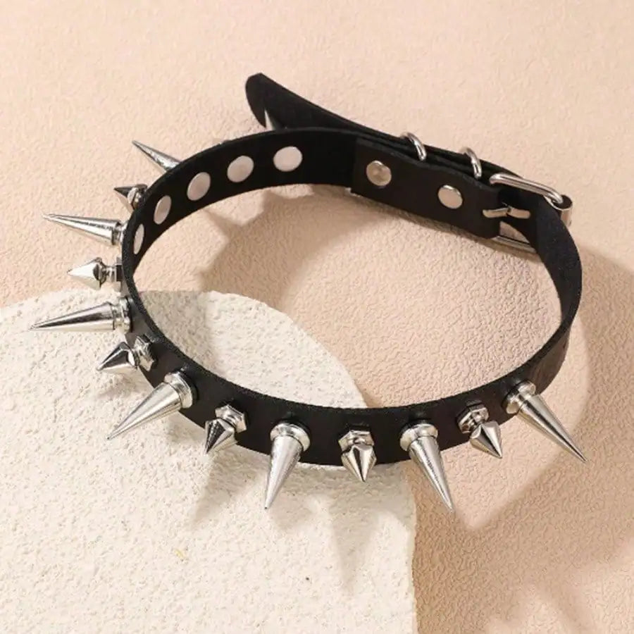 Spike Stud Choker Necklace for Punk Gothic Alternative Fashion Styling