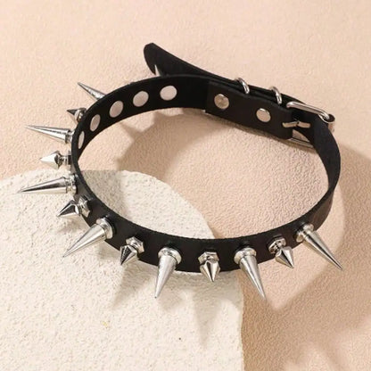 Spike Stud Choker Necklace for Punk Gothic Alternative Fashion Styling